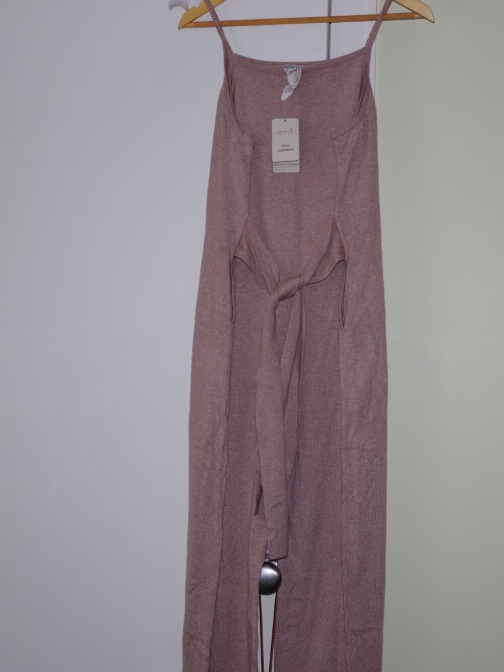 New Lemon Collection Cozy Cashmere Blend Jumpsuit Wide Leg Size:L